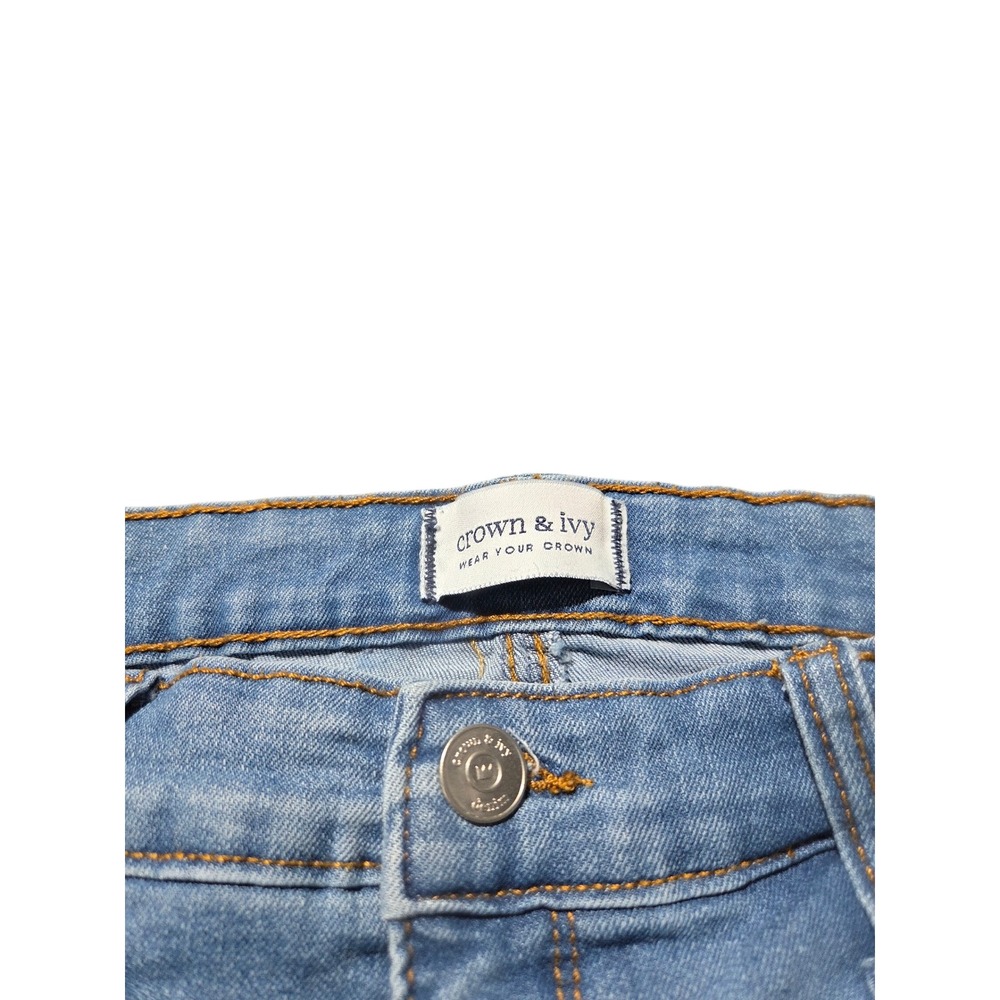 Crown & Ivy Womens Straight Leg Jeans Light Wash Blue Size 12 Stretch Denim - Picture 2 of 7